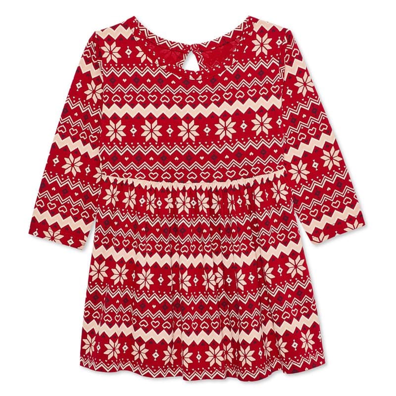 Red and cream Fair Isle pattern holiday dress